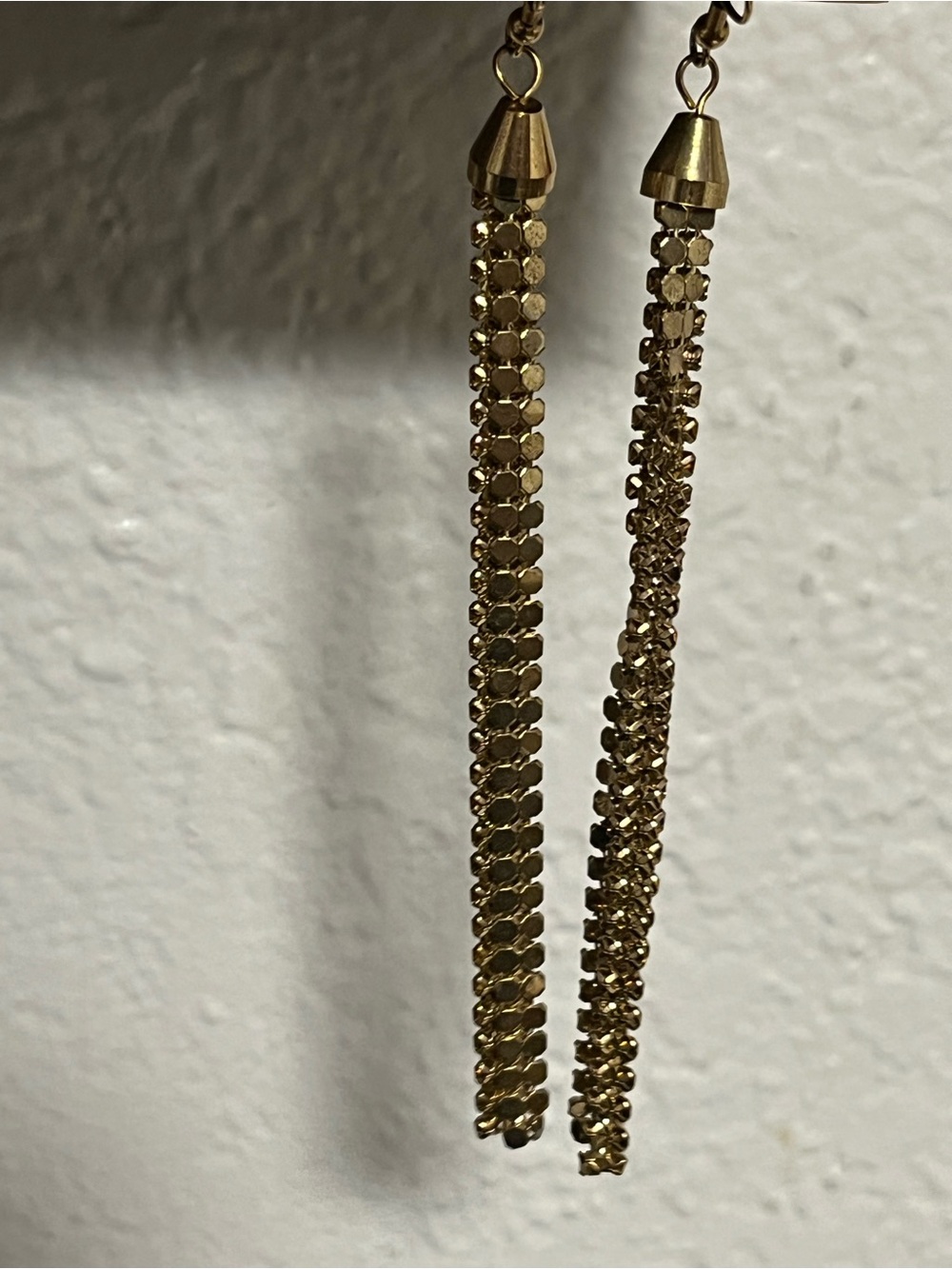Gold Dangle Sequin Chain Earnings, vintage 80’s style